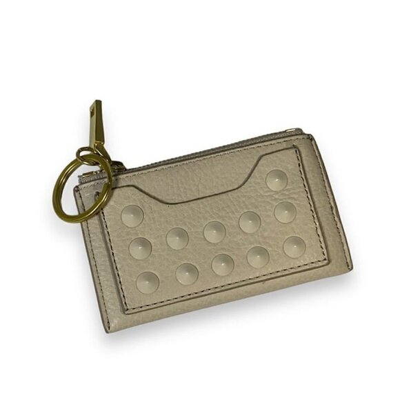 J. Crew Taupe Grey Genuine Leather Key Card Case Holder - Picture 1 of 6